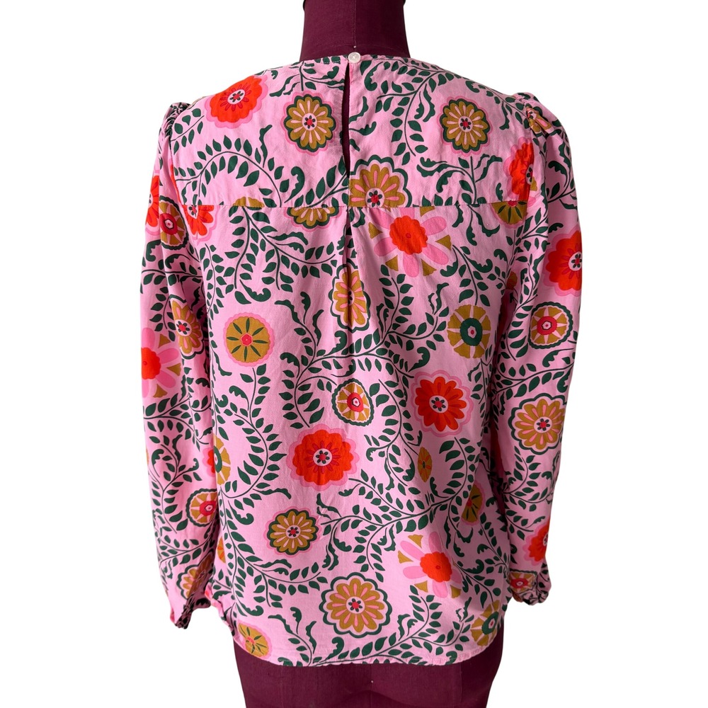 Boden Top Blouse Floral Print Easy Print Floral Pink size 4 Small - Picture 3 of 9